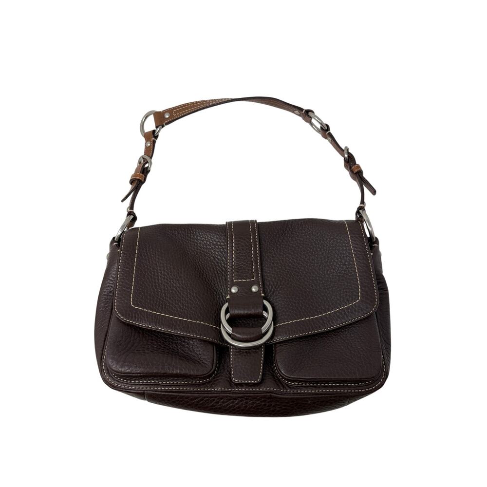 Vintage Y2K Coach Chelsea Handbag Brown Leather Shoulder Bag Fold Over Flap